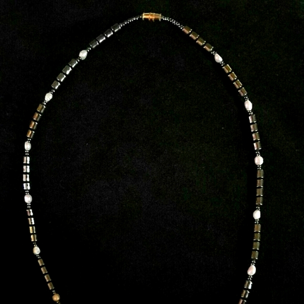 Onyx and Fresh Water Pearl Necklace
